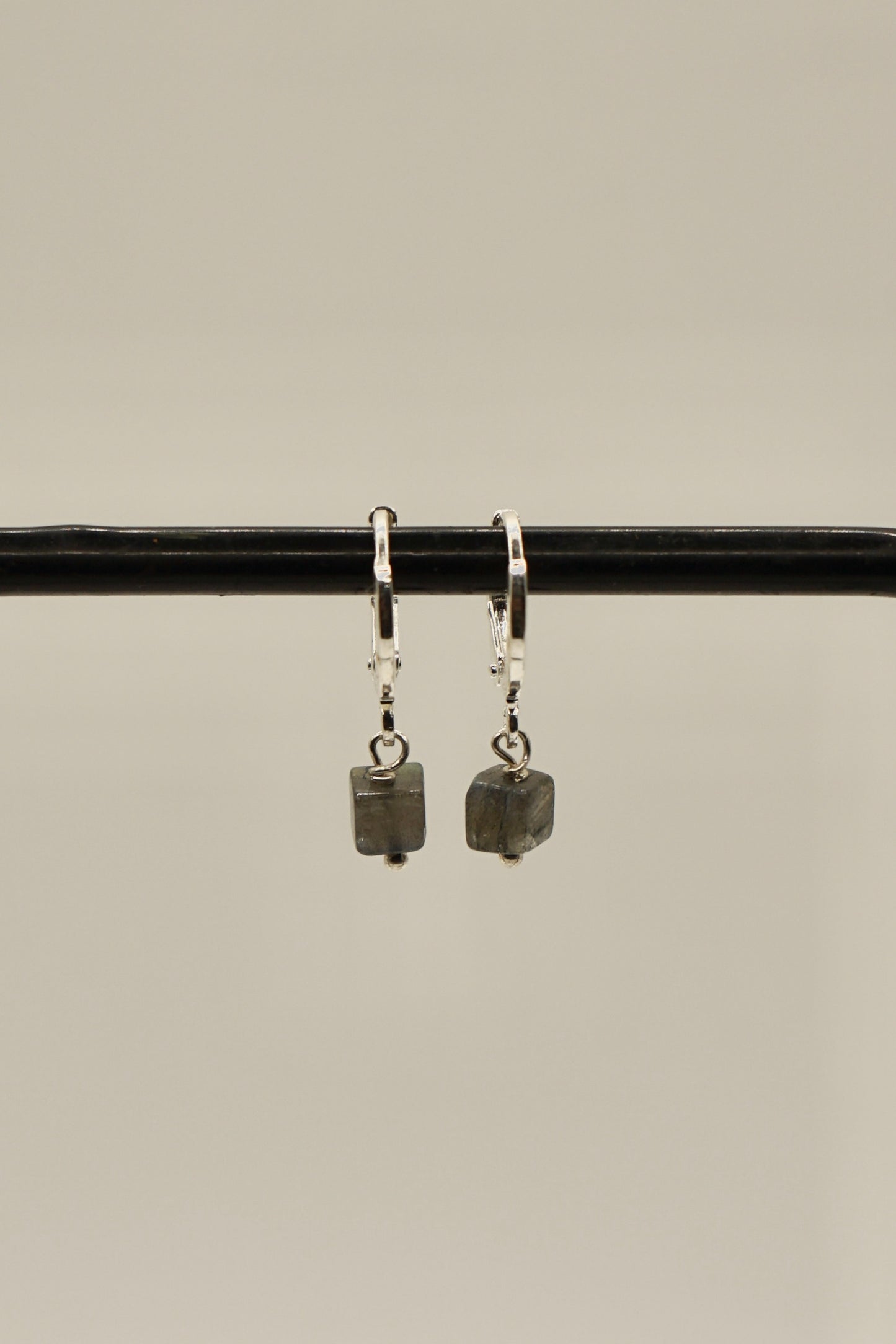 Sterling silver square laboradite earrings