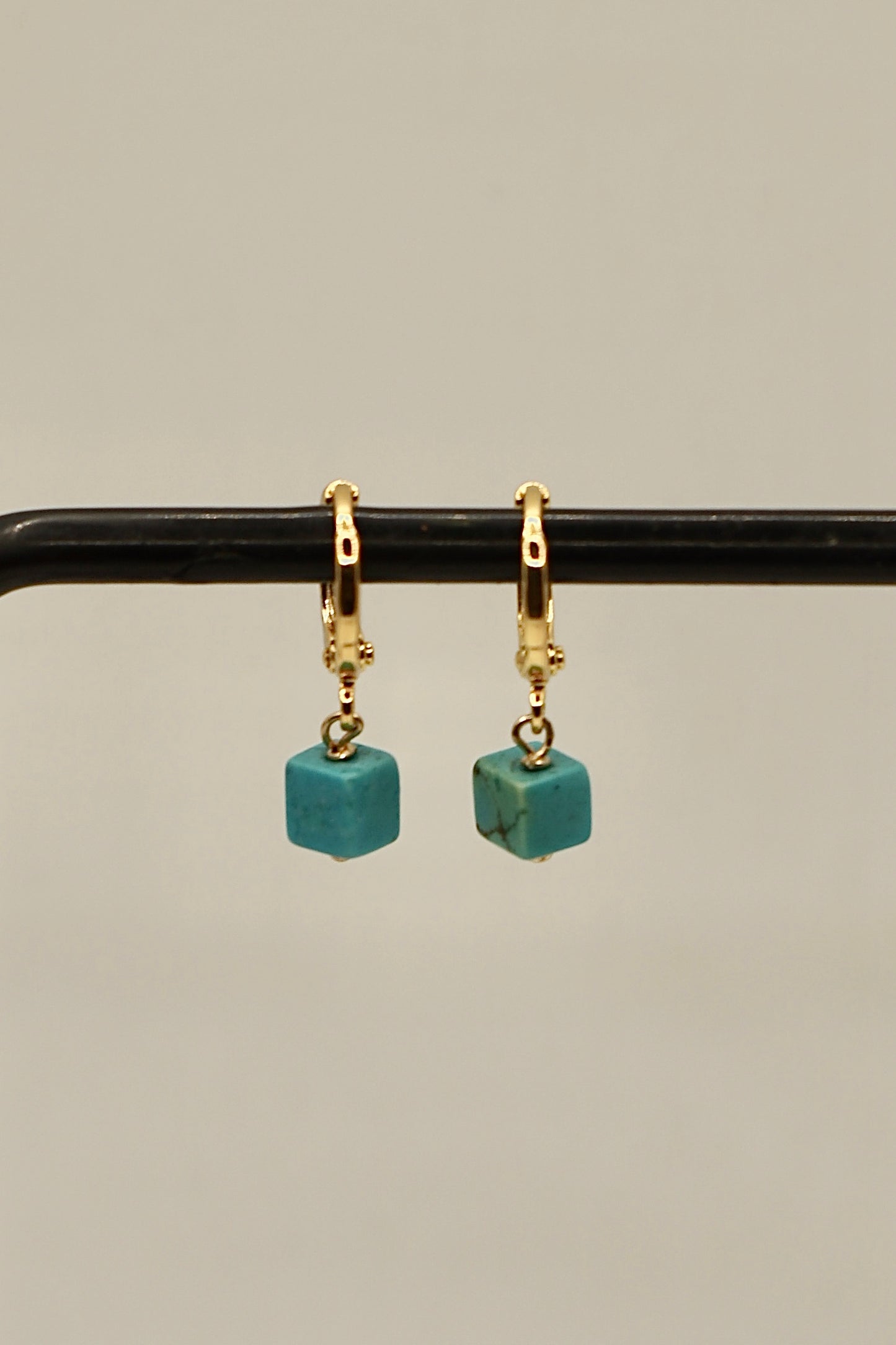 14k gold fill square turquoise earrings