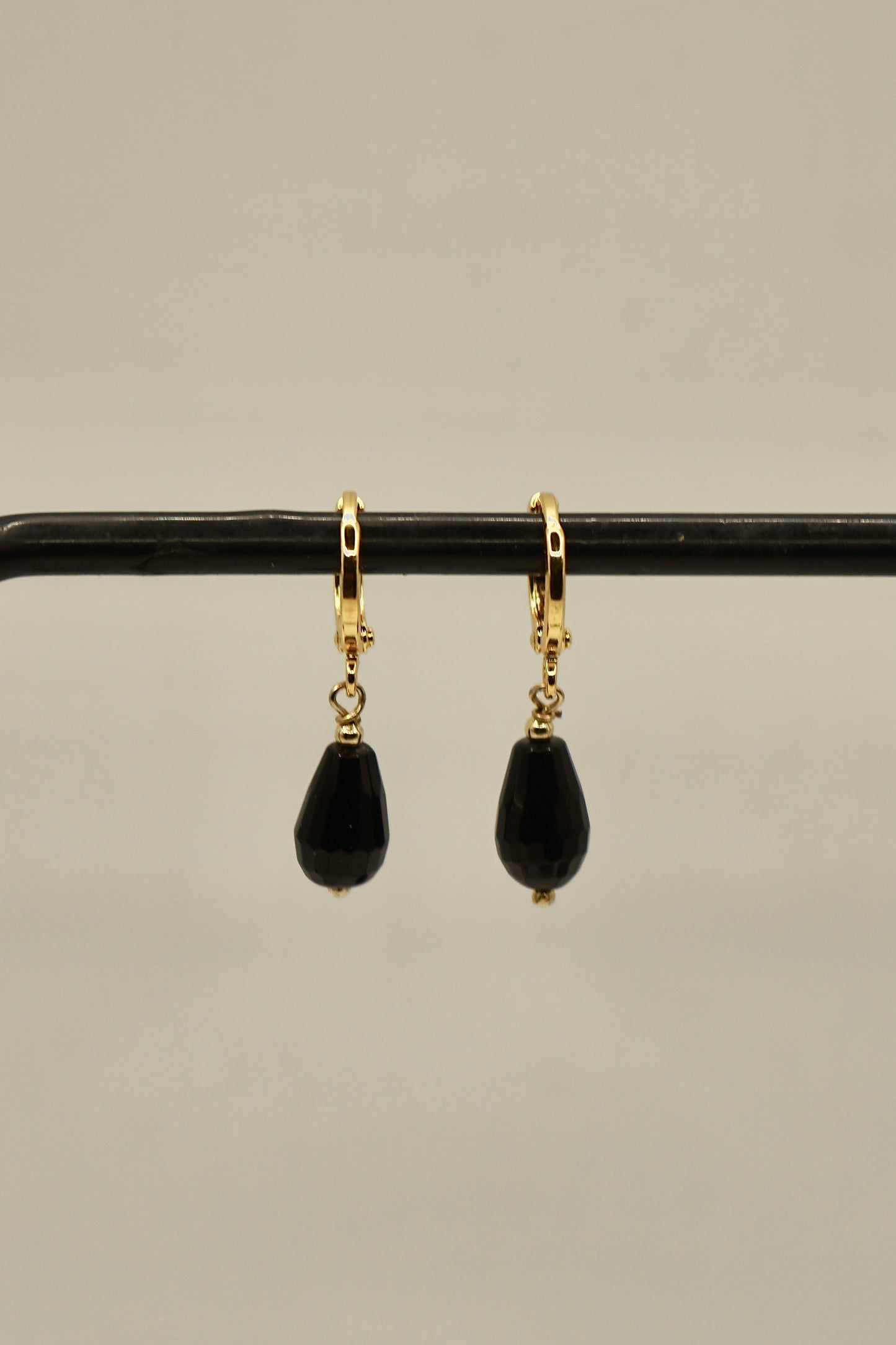 14k gold fill teardrop onyx earrings