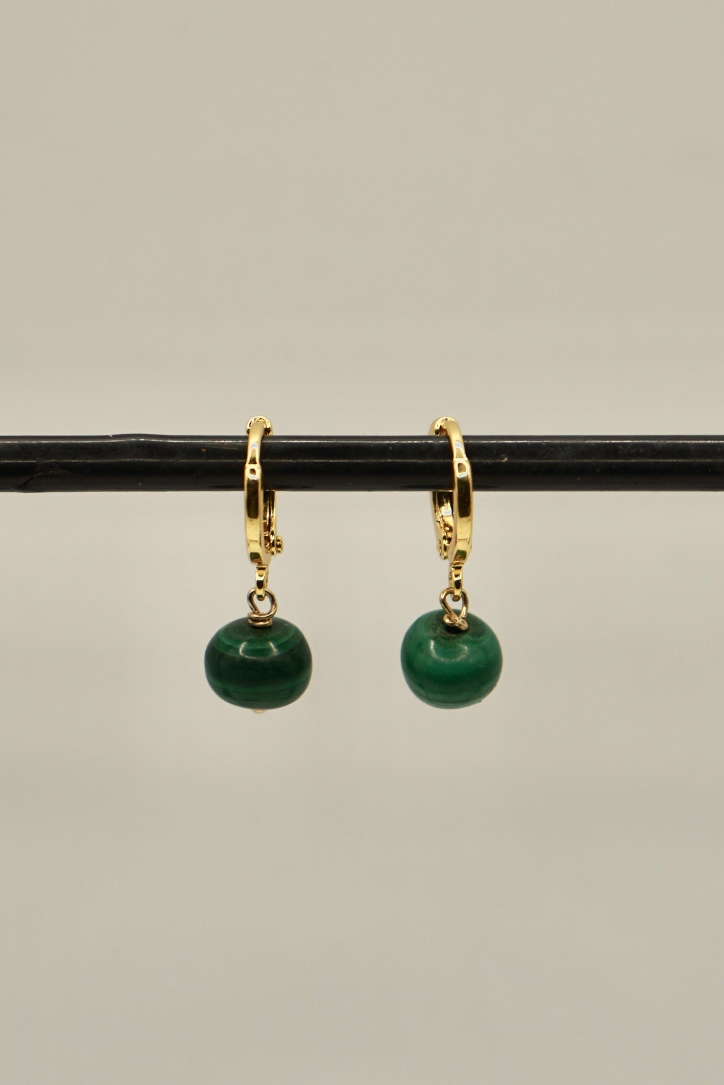 14k gold fill round malachite earrings