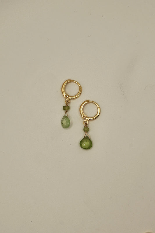 14k gold fill two-tier peridot earrings