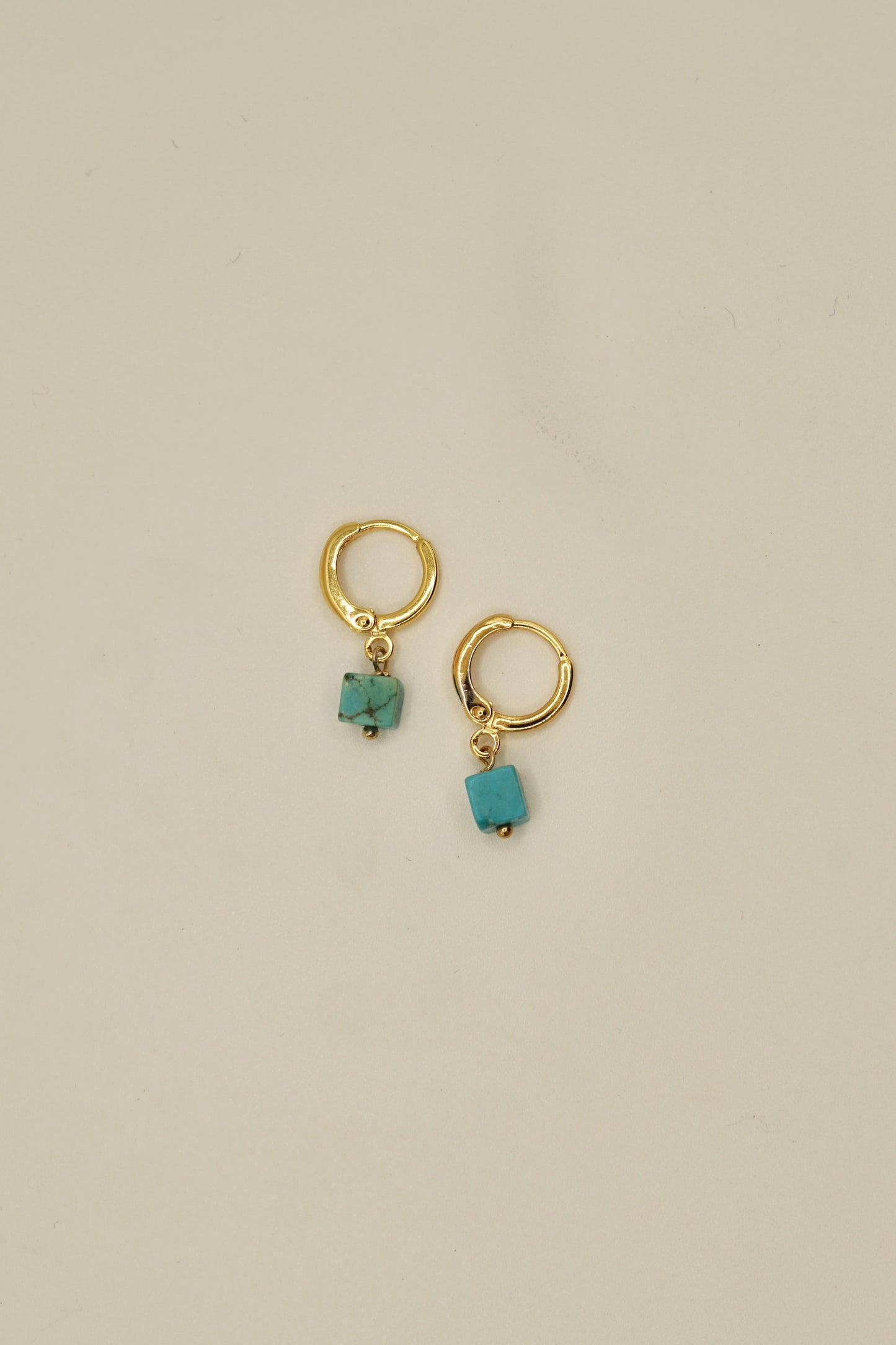 14k gold fill square turquoise earrings