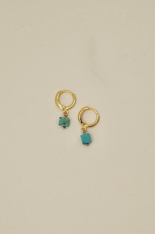 14k gold fill square turquoise earrings