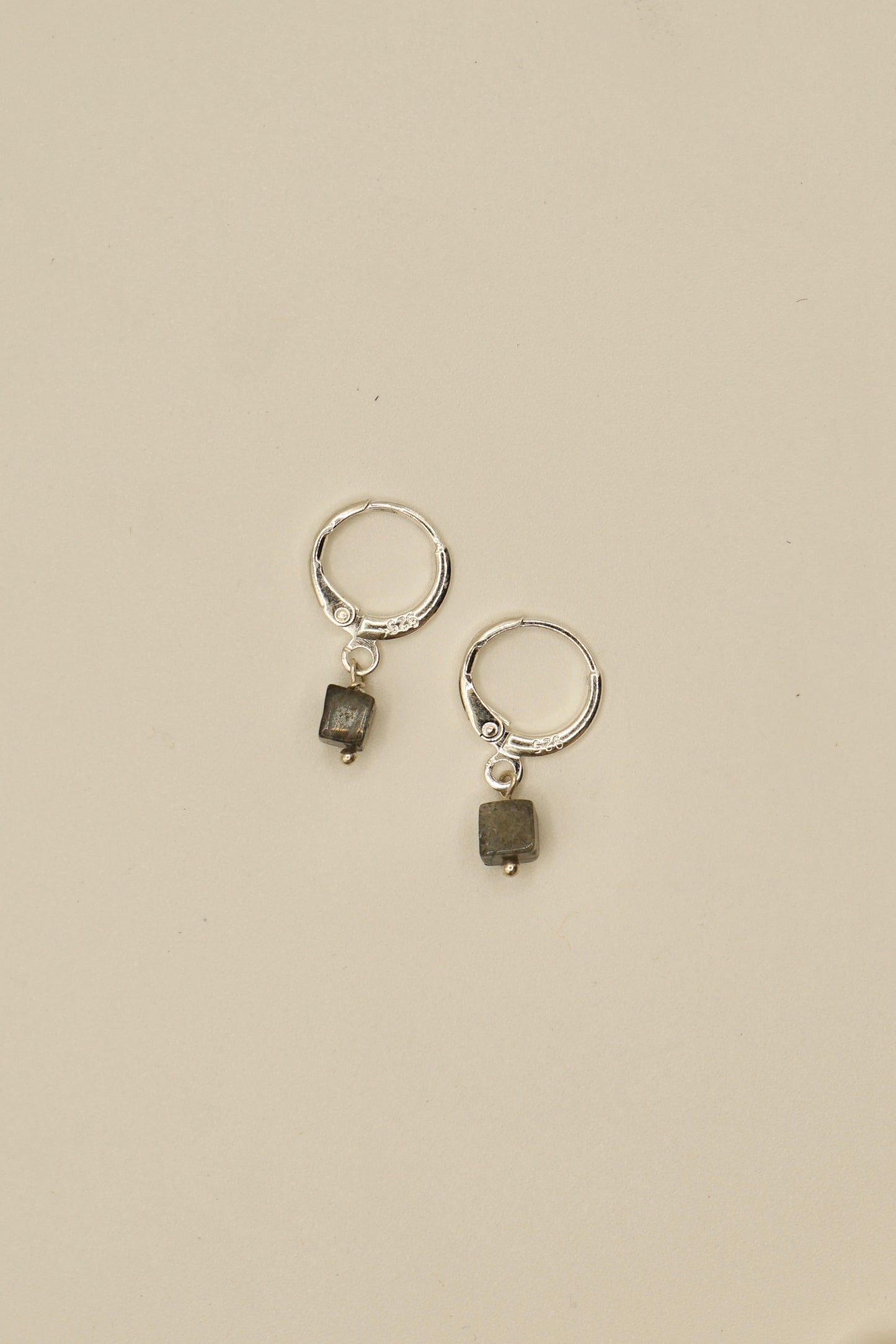 Sterling silver square laboradite earrings