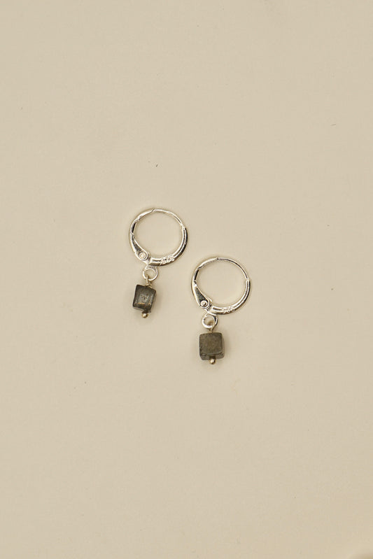 Sterling silver square laboradite earrings