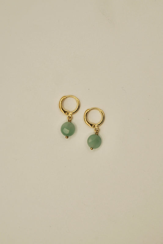 14k gold fill detailed circular jade earrings