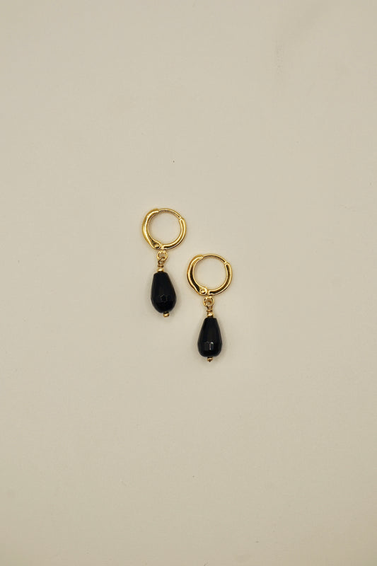 14k gold fill teardrop onyx earrings