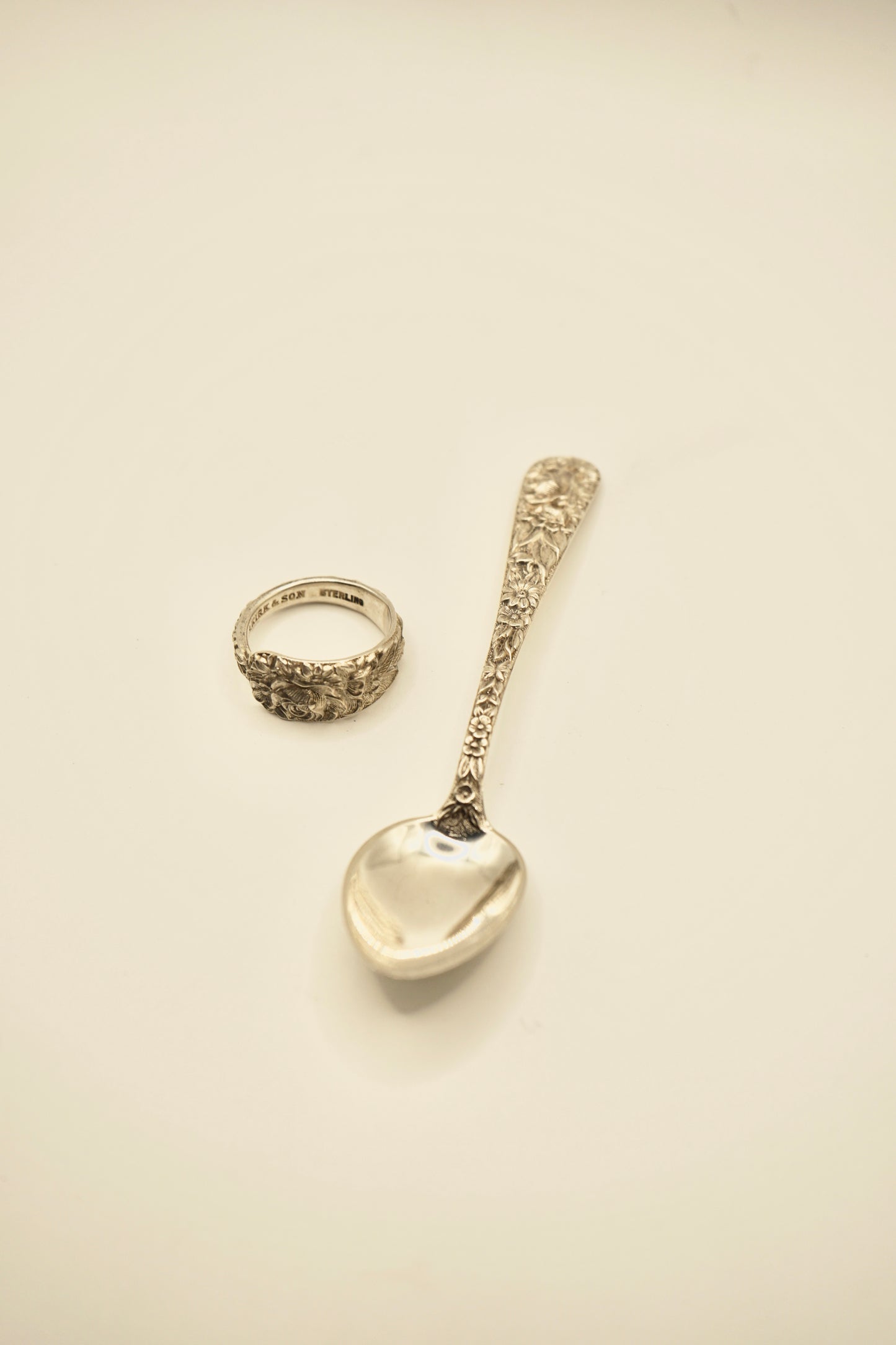 Sterling silver floral Kirk and sons spoon ring