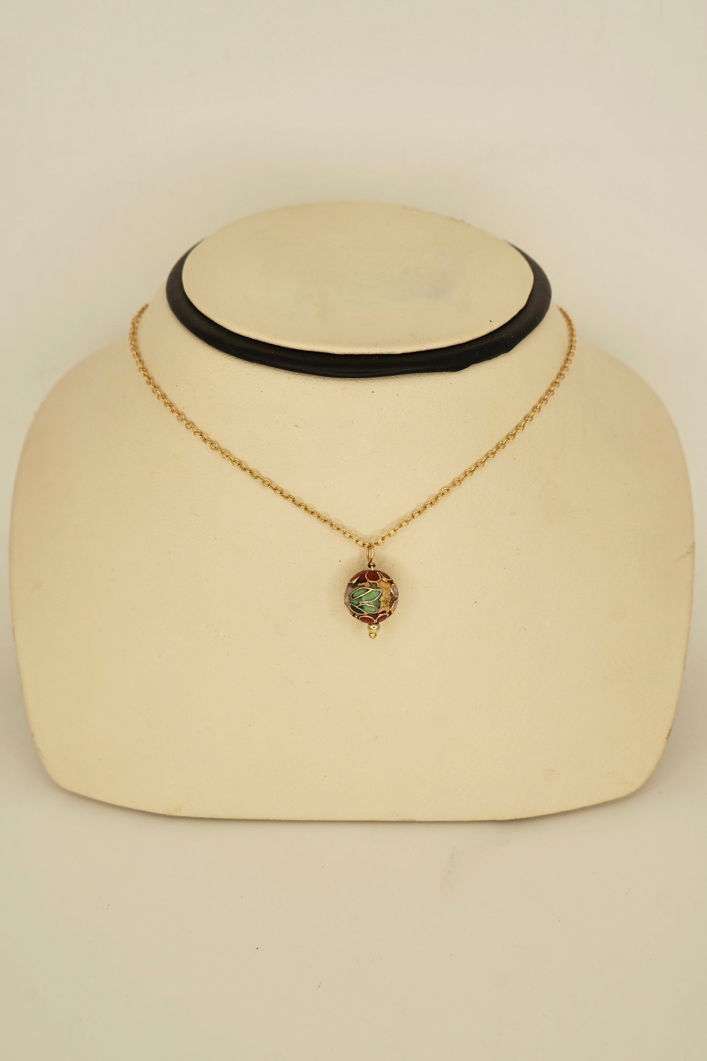 14K GF Gold Cloisonne Pendant Necklace