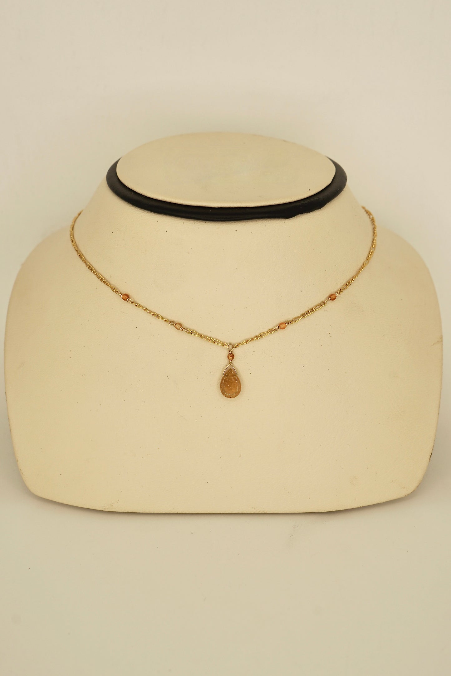 14K GF Carnelian Beaded Lariat Necklace