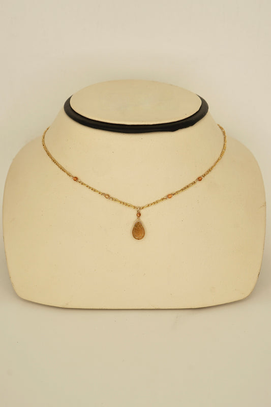 14K GF Carnelian Beaded Lariat Necklace